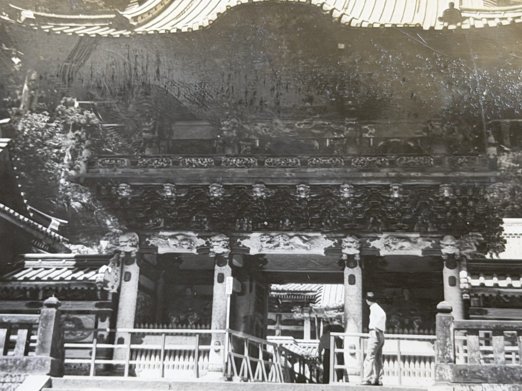 石段と門を正面から写した寺院建築